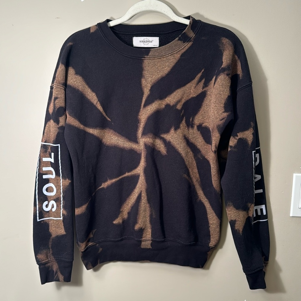 Soul Cycle Bleached Black Sweatshirt Tie Dye by Size Medium